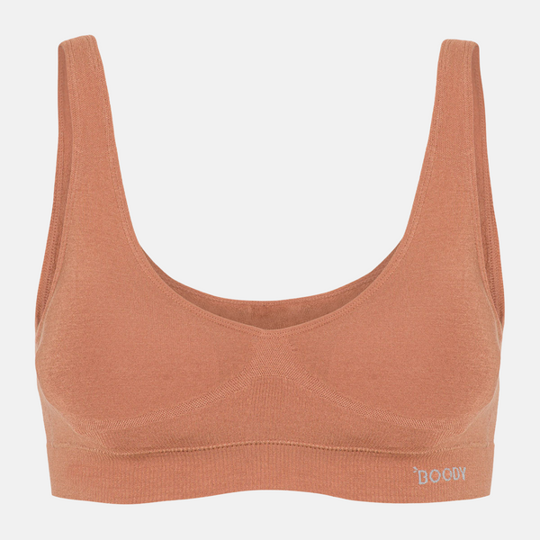 Tan nude padded bamboo bra without underwire