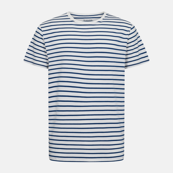 Navy/white striped crew neck bamboo t-shirt