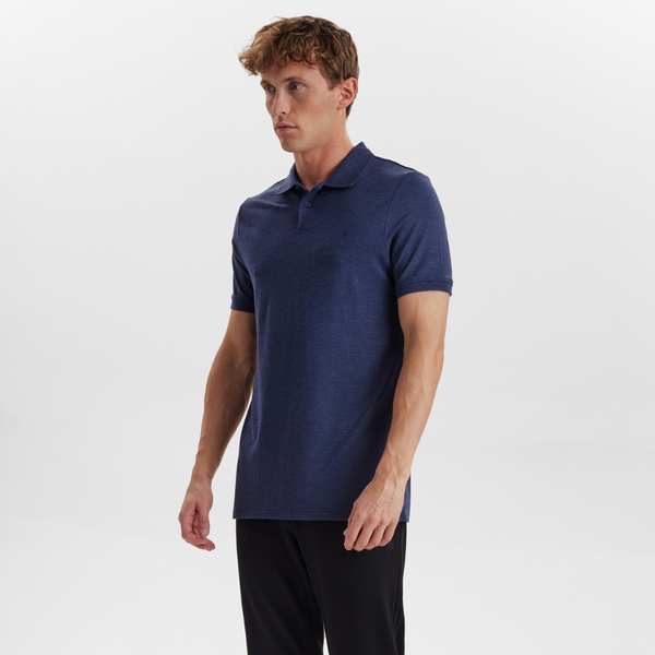 Navy pique bamboo polo shirt