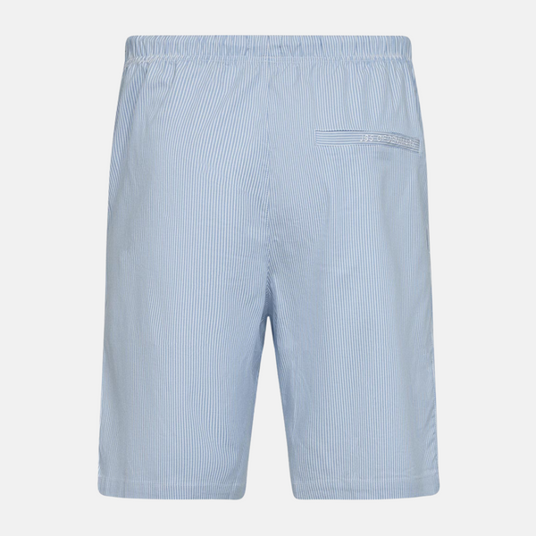 Light blue striped bamboo night shorts