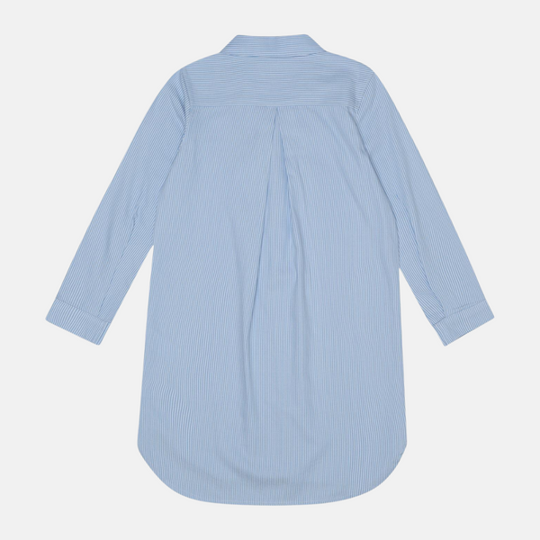 Light blue striped long bamboo nightgown