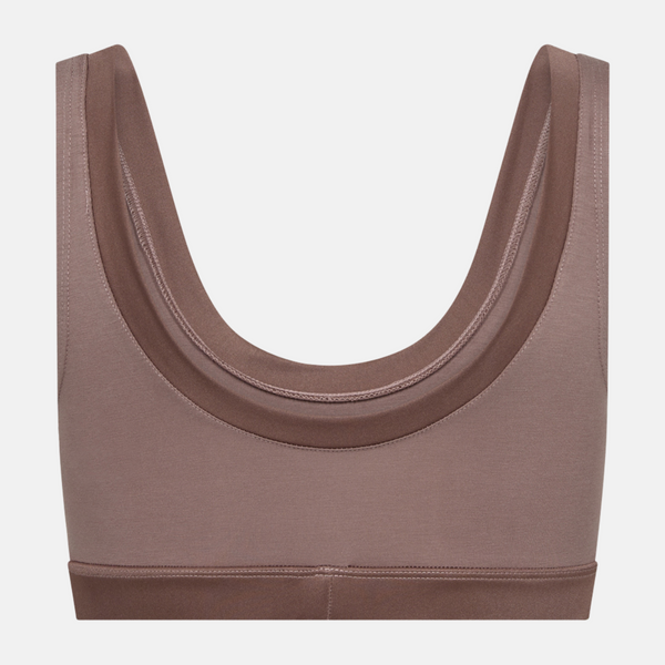 Taupe bamboo bra top with feminine details