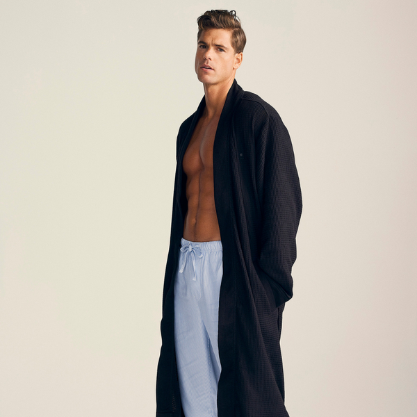 Black waffle bamboo bathrobe
