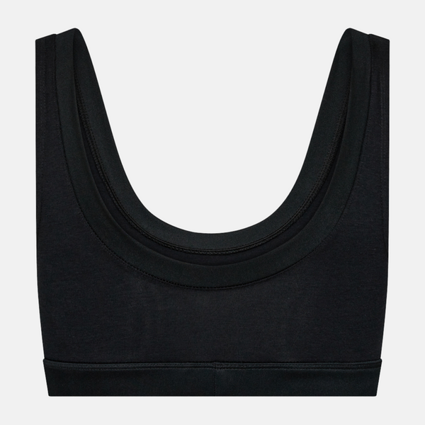 Black bamboo bra top with feminine details