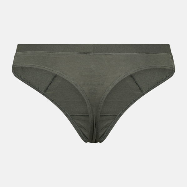 Green bamboo thong panties with feminine details