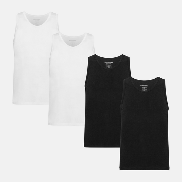 4 pack bamboo tank top black/white