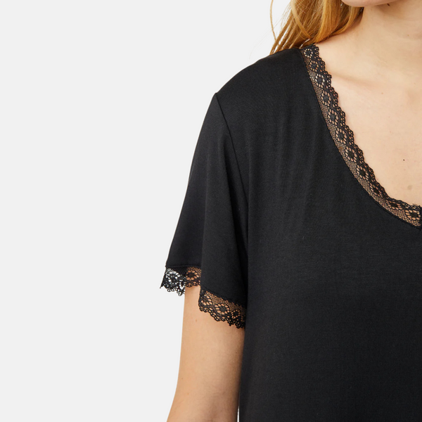 Jacqueline bamboo short-sleeved nightgown - black