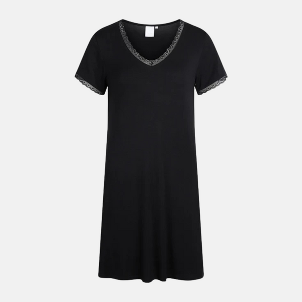 Jacqueline bamboo short-sleeved nightgown - black