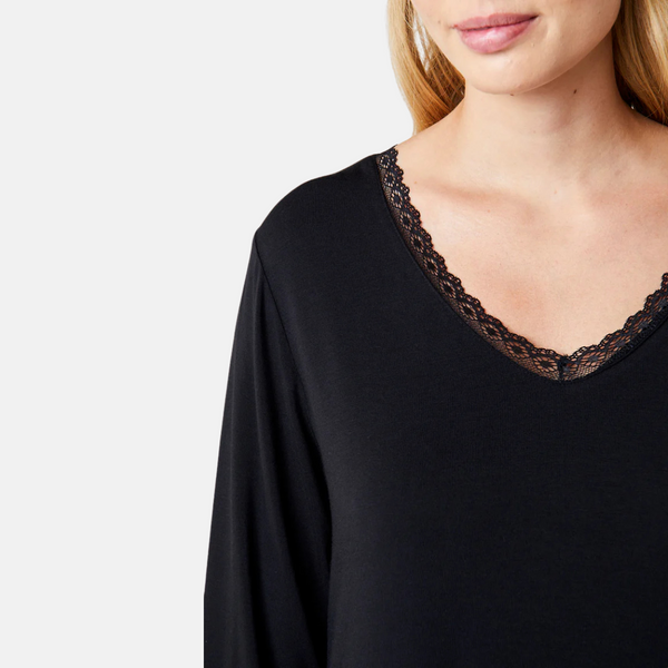 Jacqueline bamboo long-sleeved nightgown - black