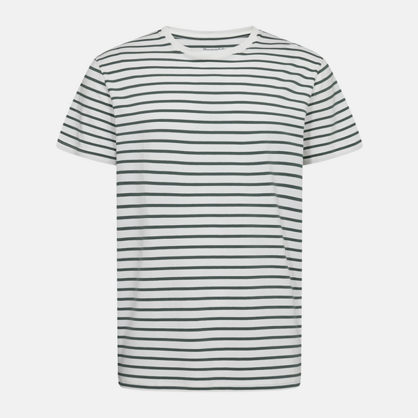 Green/white striped crew neck bamboo t-shirt