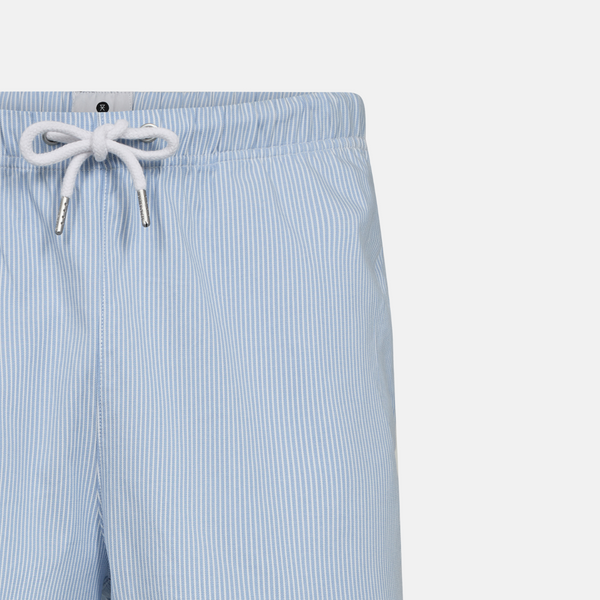 Light blue striped bamboo night shorts