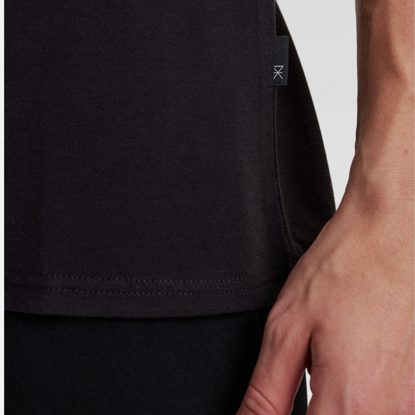 Black pique bamboo polo shirt