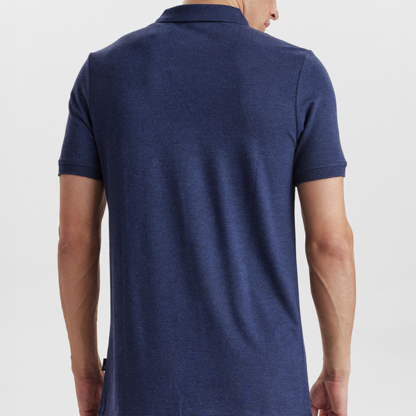 Navy pique bamboo polo shirt