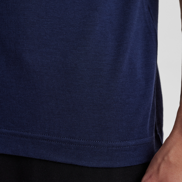 Navy blue crew neck bamboo T-shirt with print