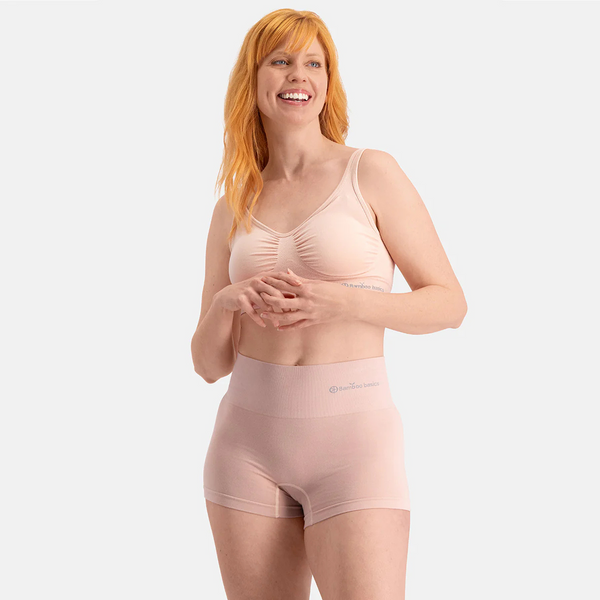 Stella high-waisted, corrective bamboo hotpants - Rose nude 2 pack