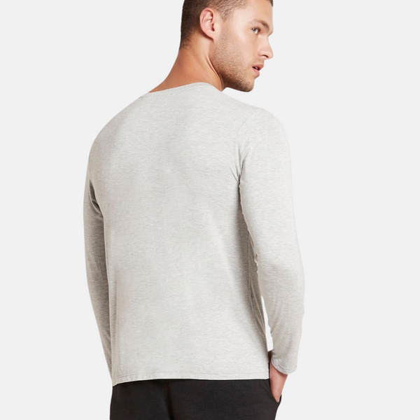 Light grey long sleeve crew neck bamboo T-shirt