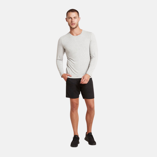 Light grey long sleeve crew neck bamboo T-shirt