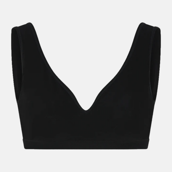 Black bra top in bamboo with wide straps
