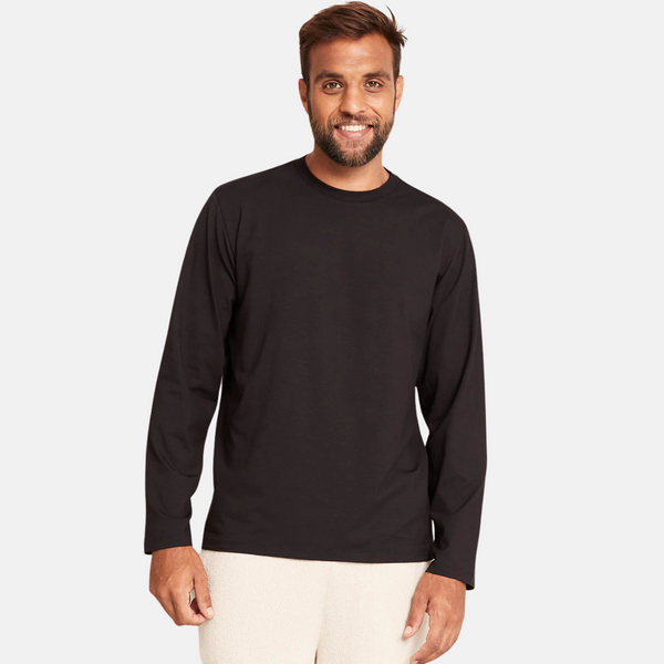 Black long sleeve crew neck bamboo T-shirt