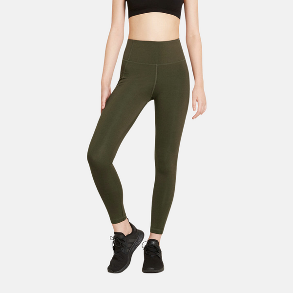 Olive green high-waisted bamboo training tights