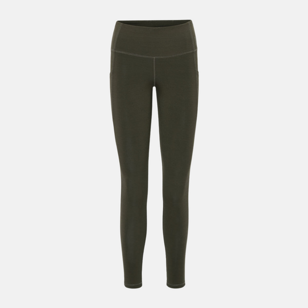 Olive green high-waisted bamboo training tights
