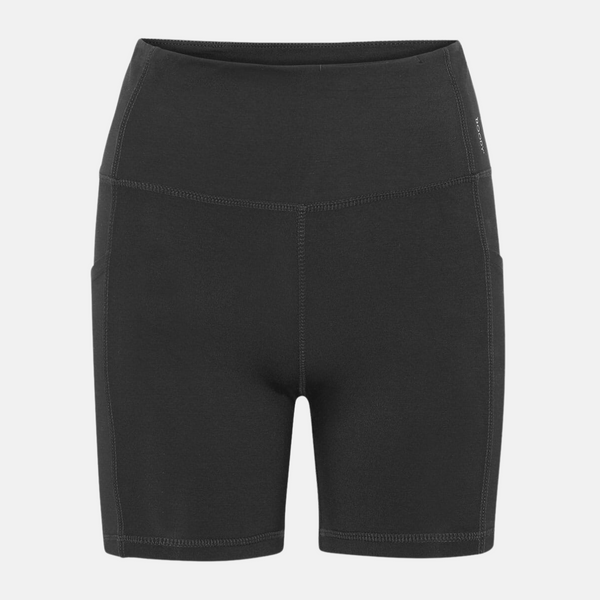 Black high-waisted bamboo training shorts 5"