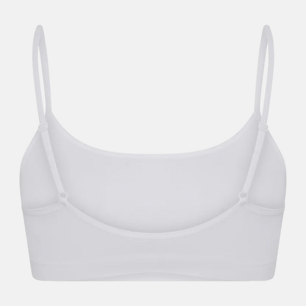 White bra top in bamboo with thin straps