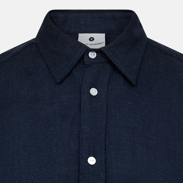 Navy shirt in bamboo and linen