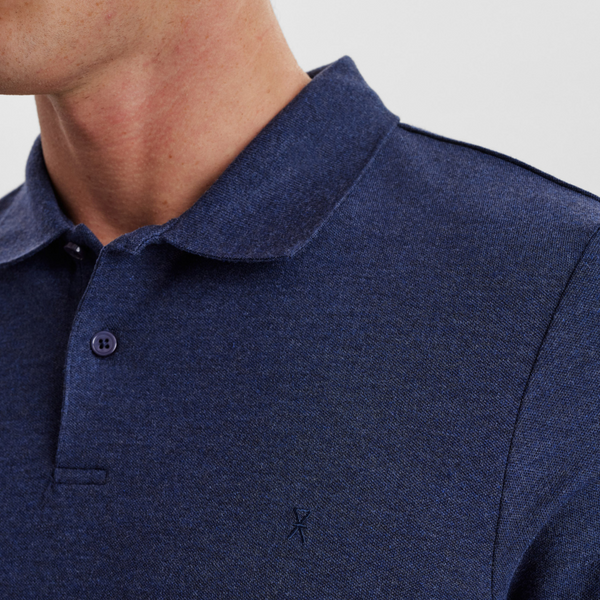 Navy pique bamboo polo shirt