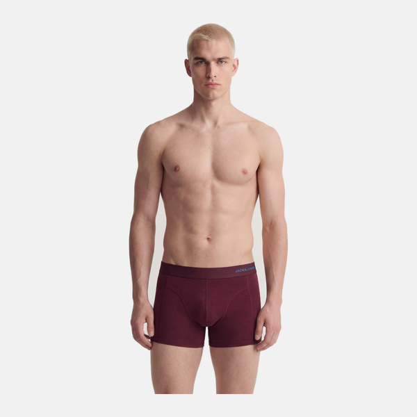 3 pak bambus underbukser i vinrød/navy/mørkegrøn fra Jack & Jones