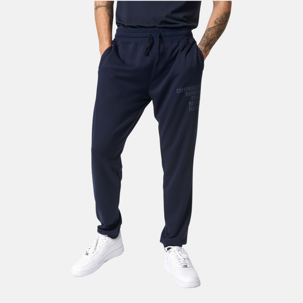 Navy bamboo sweatpants with logo