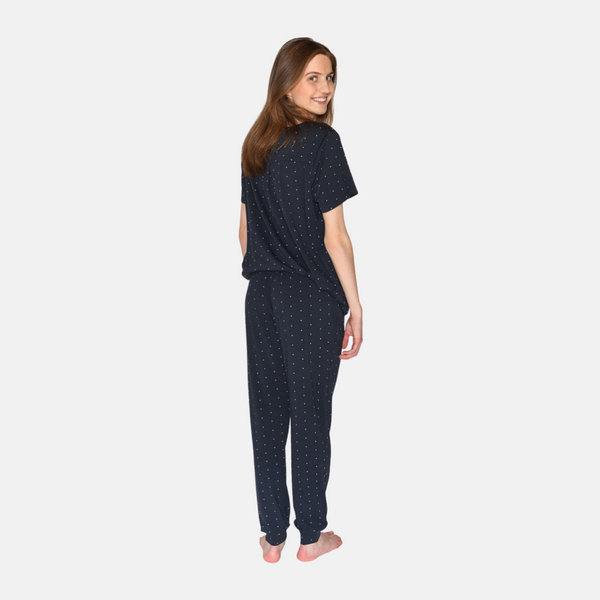 Bea short-sleeved bamboo T-shirt navy with dots