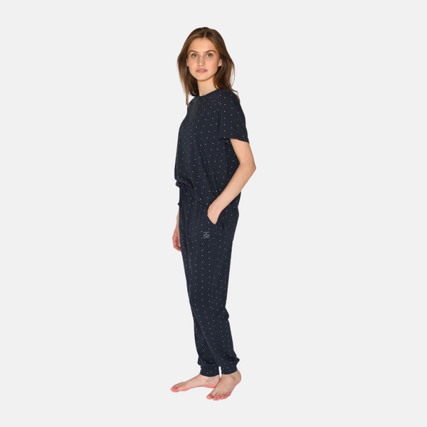 Bea short-sleeved bamboo T-shirt navy with dots