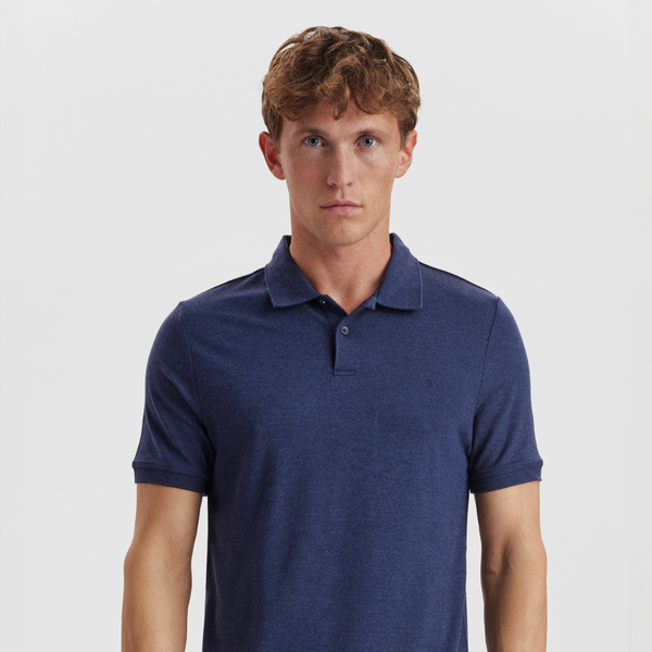Navy pique bamboo polo shirt