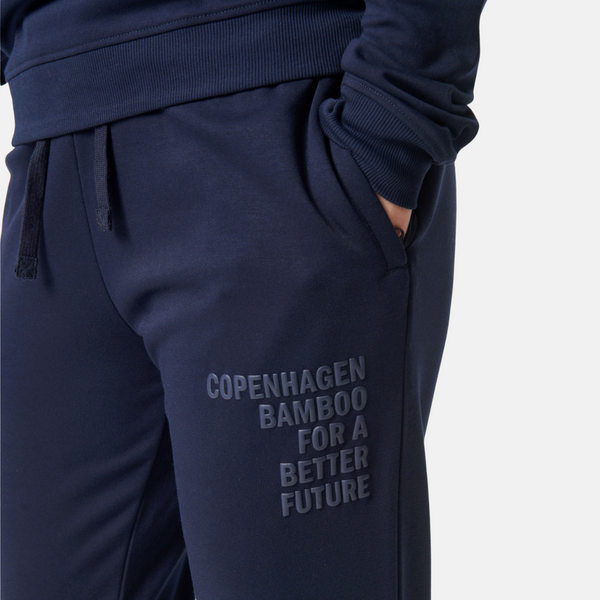 Navy bamboo sweatpants with logo