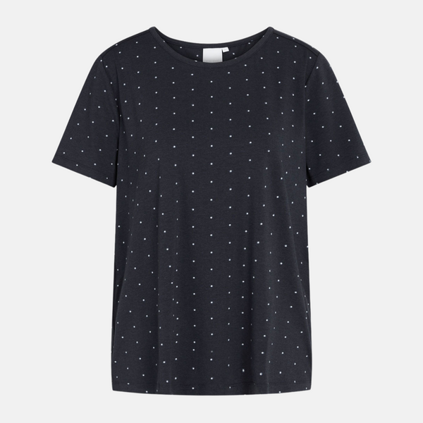 Bea short-sleeved bamboo T-shirt navy with dots
