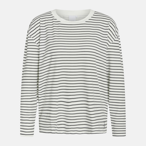 Britt long-sleeved bamboo nightgown white gray stripes