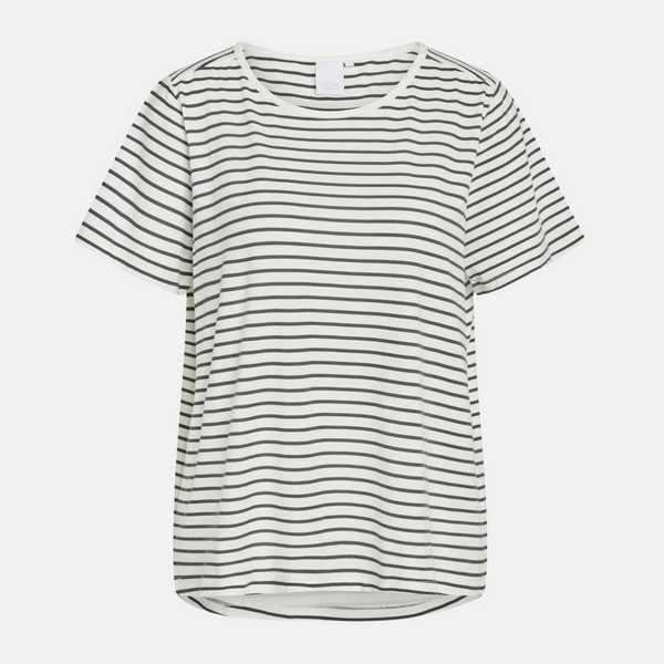 Bea short-sleeved bamboo T-shirt white gray stripes