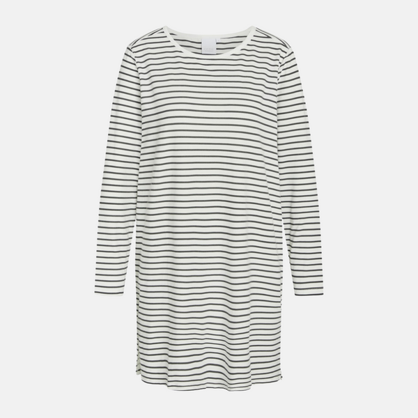 Bea long-sleeved bamboo nightgown - white gray stripes