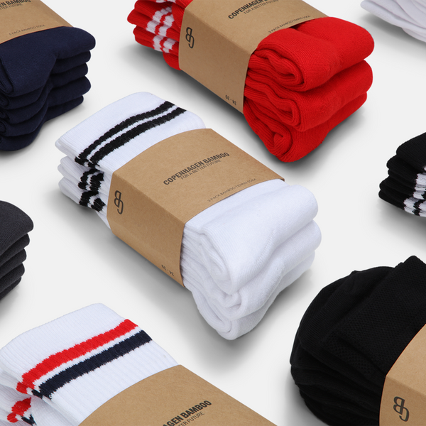 6 pairs of bamboo tennis socks black/white