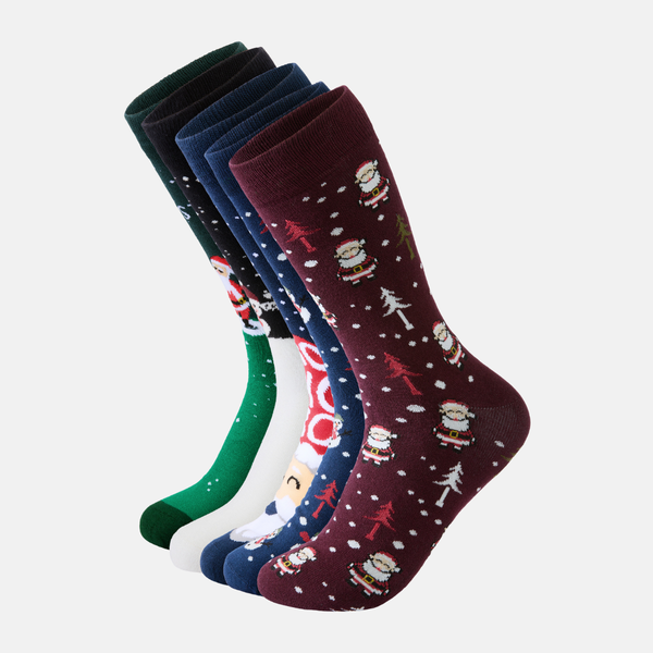5 pairs of bamboo socks - Christmas embroidery