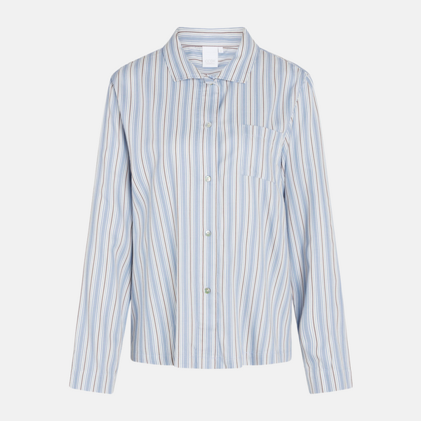 Amalie bamboo nightgown - blue, white and gray stripes