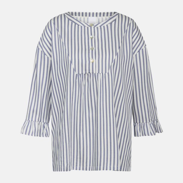Ninna bamboo nightgown - blue white stripes