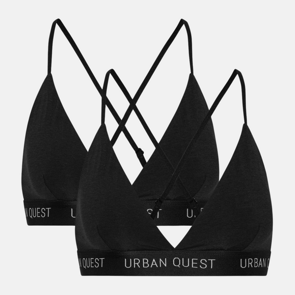 Black bamboo triangle bra with adjustable straps - 2 pack