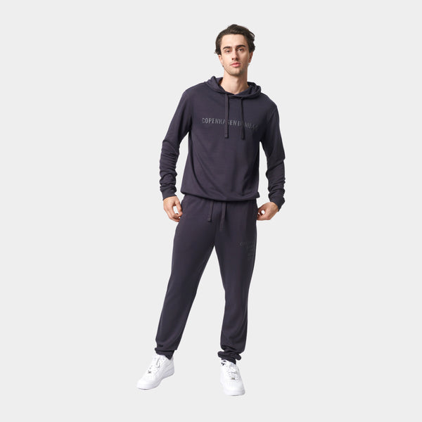 Dark grey bamboo hoodie jogging set with logo
