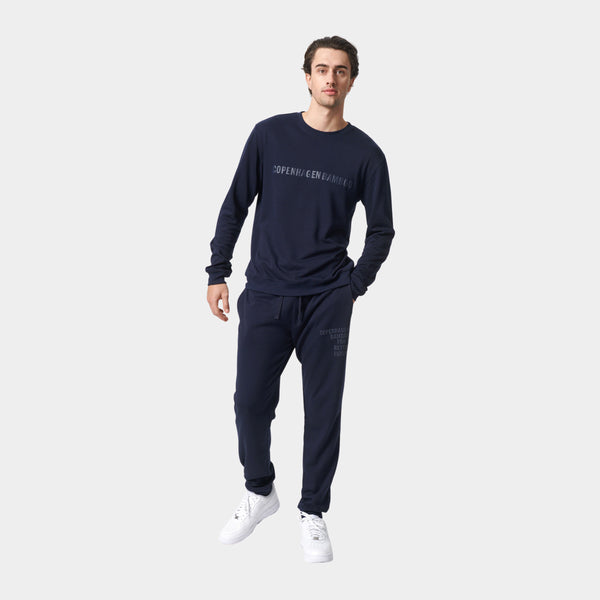 Navy bamboo jogging set with logo