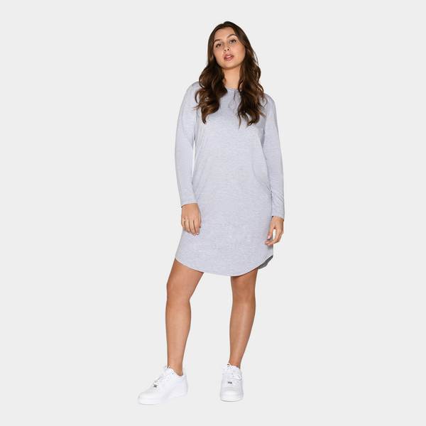 Long-sleeved gray bamboo nightgown