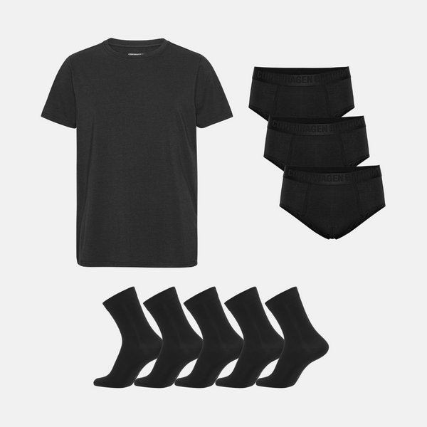 Bamboo Package - T-shirt & Men's Briefs & Socks - Black