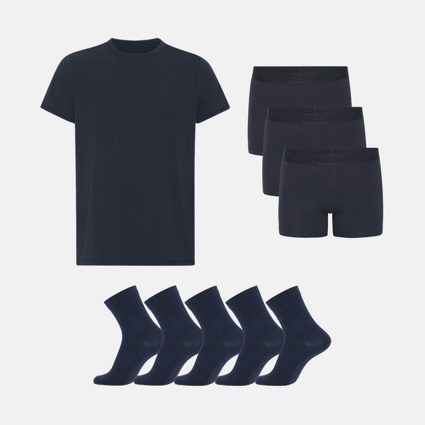Bamboo Package - T-shirt & Underwear & Socks - Navy