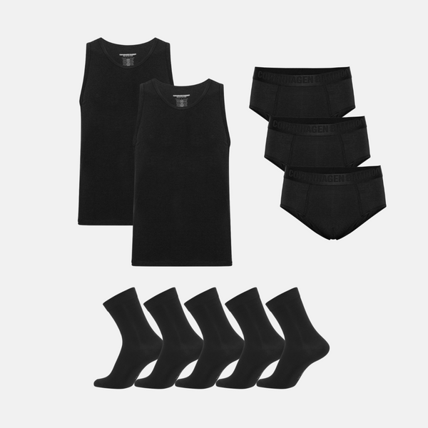 Bamboo Package - Tank Top & Men's Briefs & Socks - Black